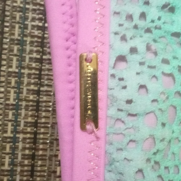 Victoria's Secret Itsy culotte pink green teal bikini with full coverage on t - Picture 8 of 9